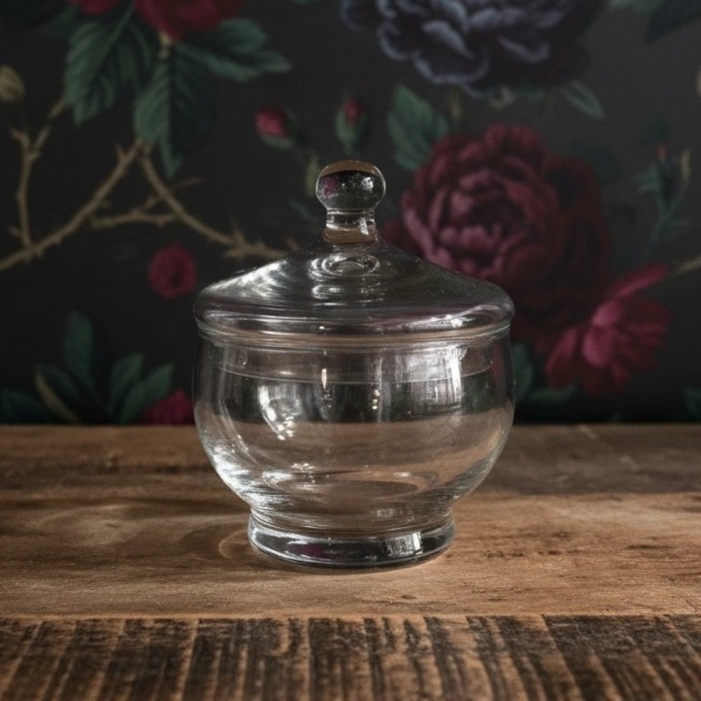 Vintage Princess House Crystal Heritage Sugar Bowl Apothecary Jar Floral